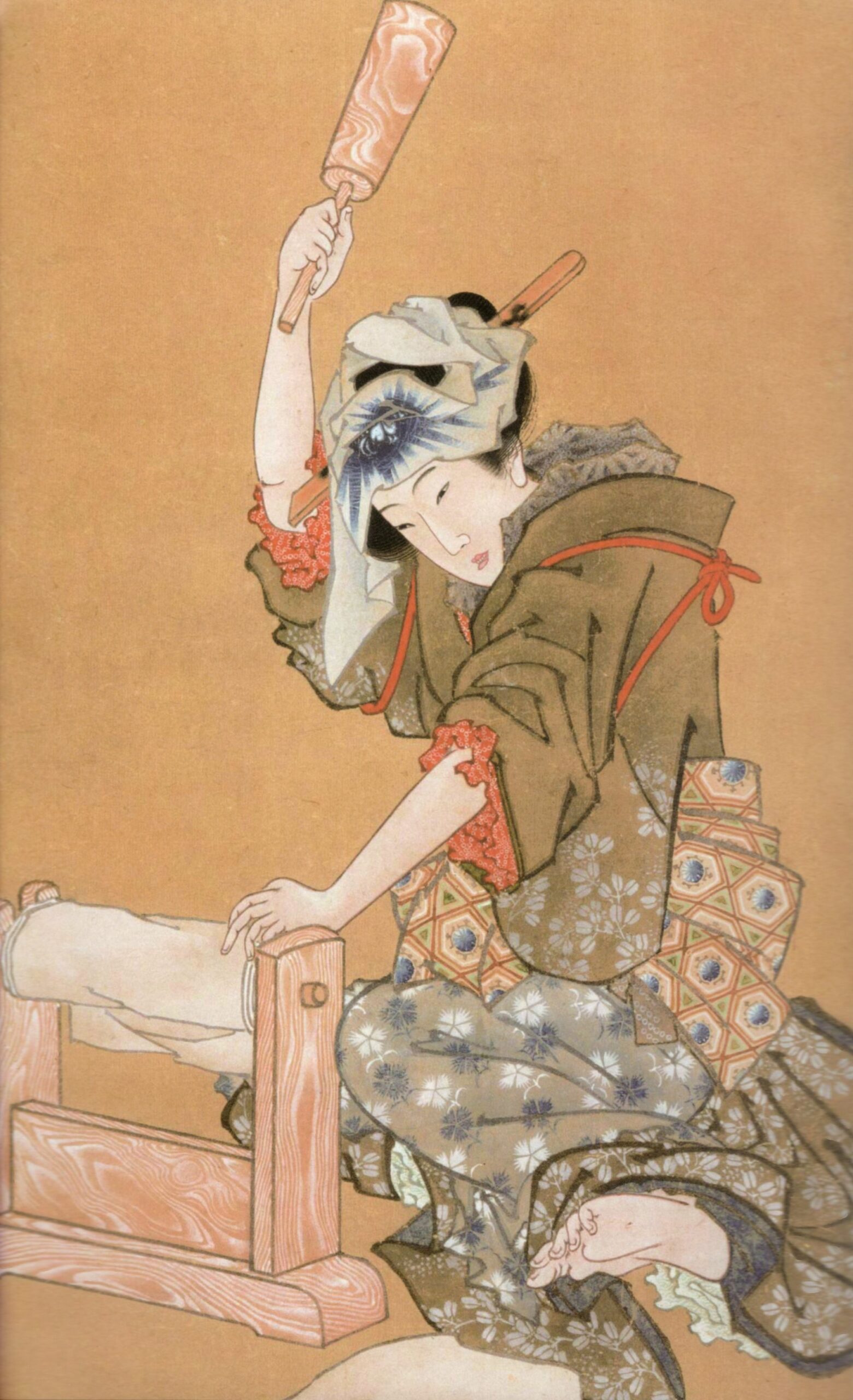 Gekka kinuta uchi bijin-zu (月下砧打美人図, Kinuta Beauté travaillant un tissu au clair de lune)